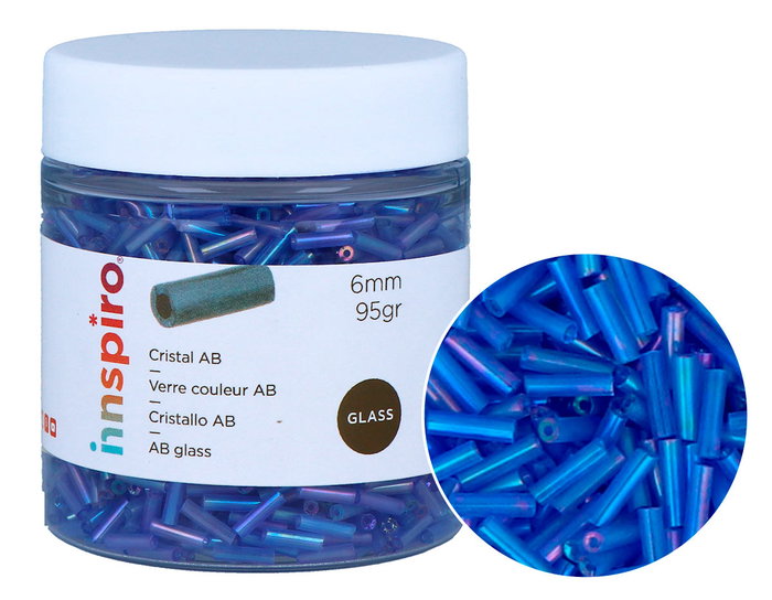 Innspiro Rocaille de verre cylindre aurora boreale bleu 1,80x6mm 95g Innspiro Rocaille de verre cylindre aurora boreale bleu 1,80x6mm 95g
