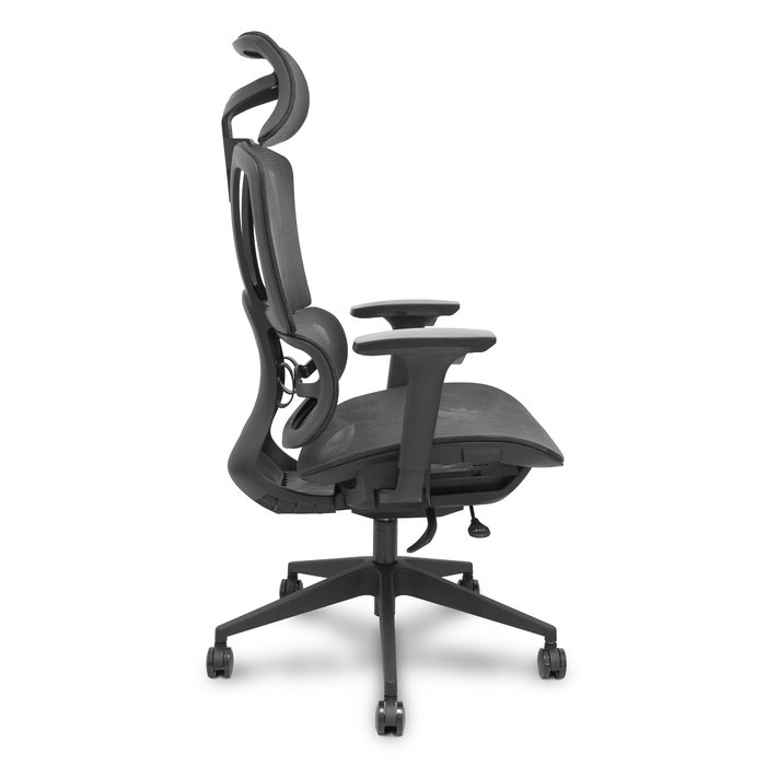 Chaise Pro537 Synchrone/Traslack Maille Noir Base pyramidale noire Accoudoir 3D Appui-tête 2D Roulettes en nylon 50 mm