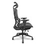 Chaise Pro537 Synchrone/Traslack Maille Noir Base pyramidale noire Accoudoir 3D Appui-tête 2D Roulettes en nylon 50 mm
