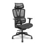 Chaise Pro537 Synchrone/Traslack Maille Noir Base pyramidale noire Accoudoir 3D Appui-tête 2D Roulettes en nylon 50 mm