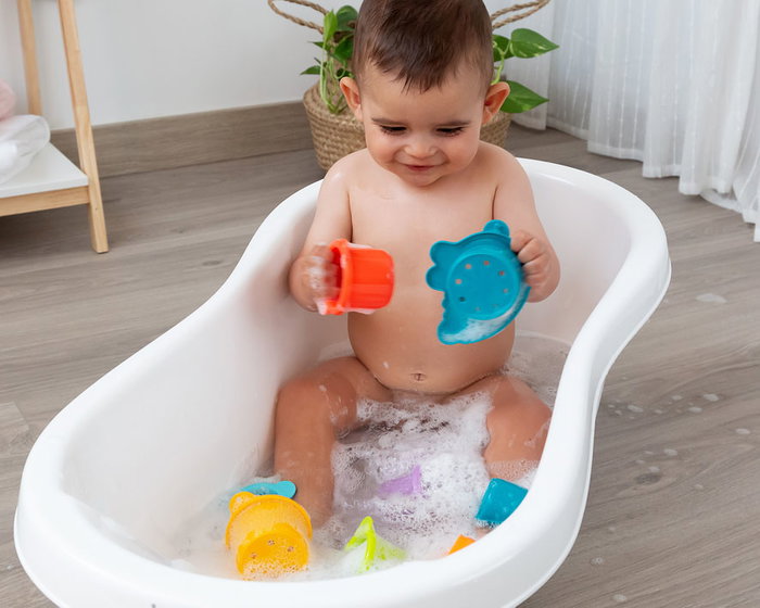 KioKids Cubos de bain empilables et encastrables 8 pièces, animaux multicolores, forme de crocodile, jouet de bain pour bébé +12 mois, sans BPA KioKids Cubos de bain empilables et encastrables 8 pièces, animaux multicolores, forme de crocodile, jouet de bain pour bébé +12 mois, sans BPA