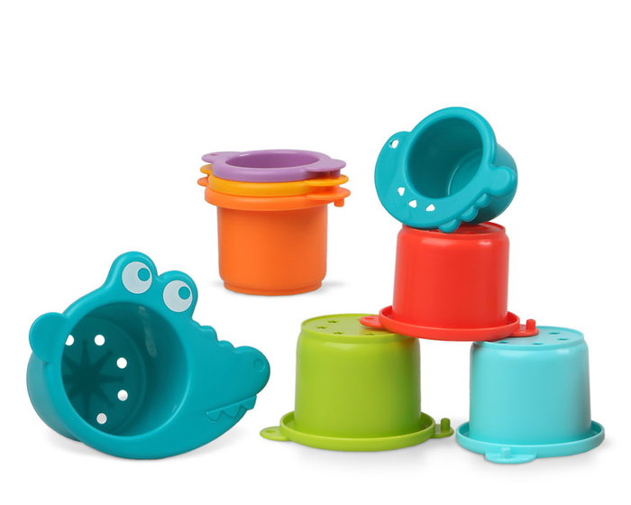 KioKids Cubos de bain empilables et encastrables 8 pièces, animaux multicolores, forme de crocodile, jouet de bain pour bébé +12 mois, sans BPA KioKids Cubos de bain empilables et encastrables 8 pièces, animaux multicolores, forme de crocodile, jouet de bain pour bébé +12 mois, sans BPA