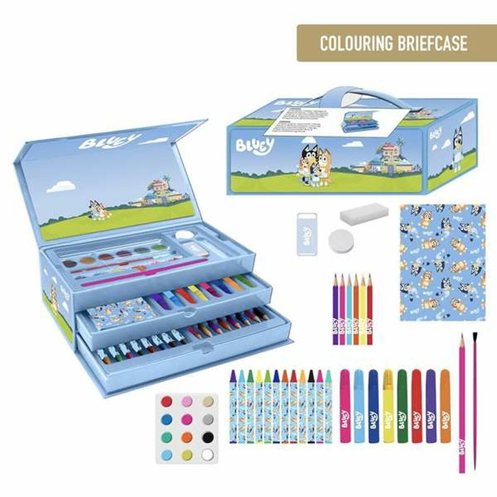 Cerdá - Set de Papeterie Coloriable Bluey - Maletin - 26 x 10 x 13 cm - Age 3 ans