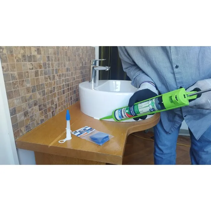 Geb Geb'Orizon - Mastic silicone sanitaire acétique multi-supports, anti-moisissures, séchage rapide 2h, pour baignoire, douche, lavabo - Cartouche 310 ml