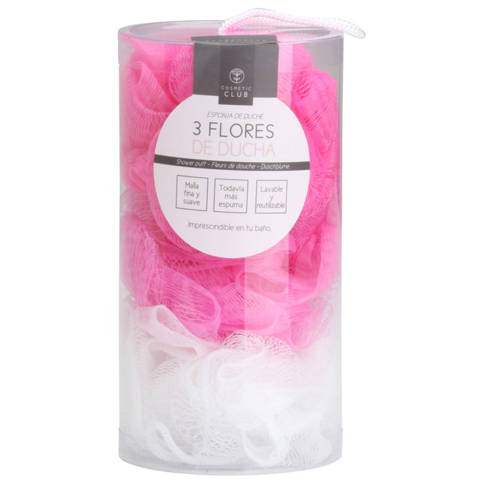 Cosmetic Club Lot de 3 éponges fleur pour la douche Cosmetic Club Lot de 3 éponges fleur pour la douche