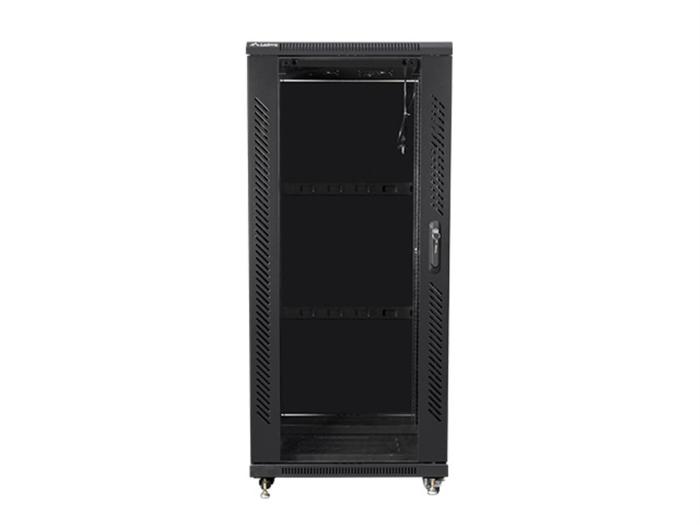 Lanberg Armario Rack 19 Pouces 27U 600x800 mm Noir, Baie Informatique avec Porte Vitrée