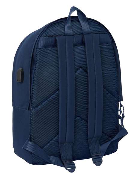 Safta Mochila Sac à dos double pour ordinateur portable 15,6" avec USB Real Madrid fille marine 31 x 44 x 18 cm