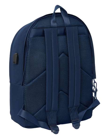Safta Mochila Sac à dos double pour ordinateur portable 15,6" avec USB Real Madrid fille marine 31 x 44 x 18 cm
