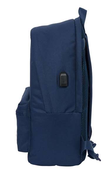 Safta Mochila Sac à dos double pour ordinateur portable 15,6" avec USB Real Madrid fille marine 31 x 44 x 18 cm