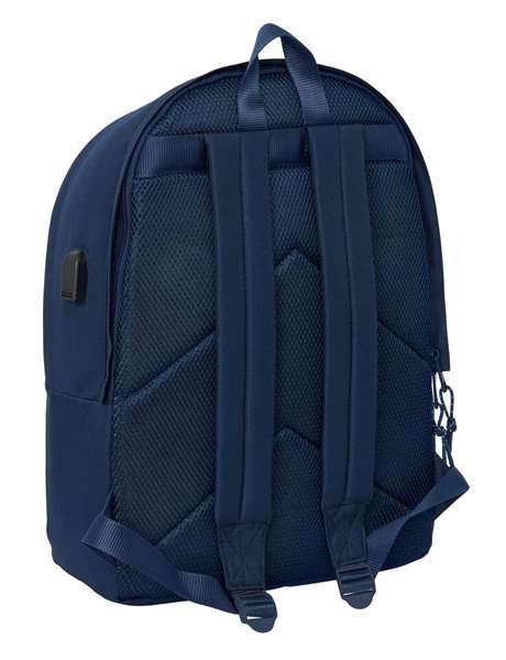 Safta Mochila Sac à dos double pour ordinateur portable 15,6" avec USB Real Madrid fille marine 31 x 44 x 18 cm