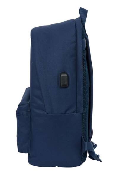 Safta Mochila Sac à dos double pour ordinateur portable 15,6" avec USB Real Madrid fille marine 31 x 44 x 18 cm