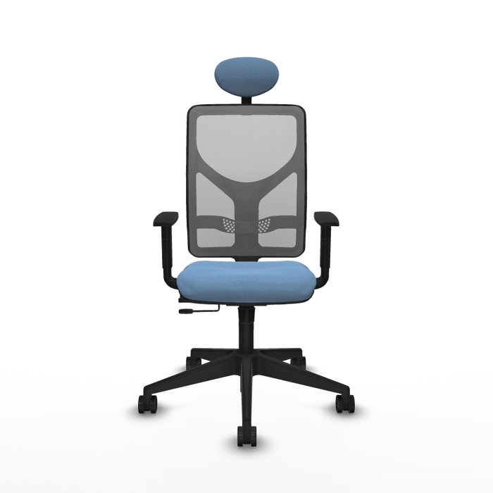 Piqueras Y Crespo Motilla - Chaise de bureau avec mécanisme Synchro/Traslack, assise bleu ciel et maille grise