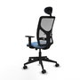 Piqueras Y Crespo Motilla - Chaise de bureau avec mécanisme Synchro/Traslack, assise bleu ciel et maille grise