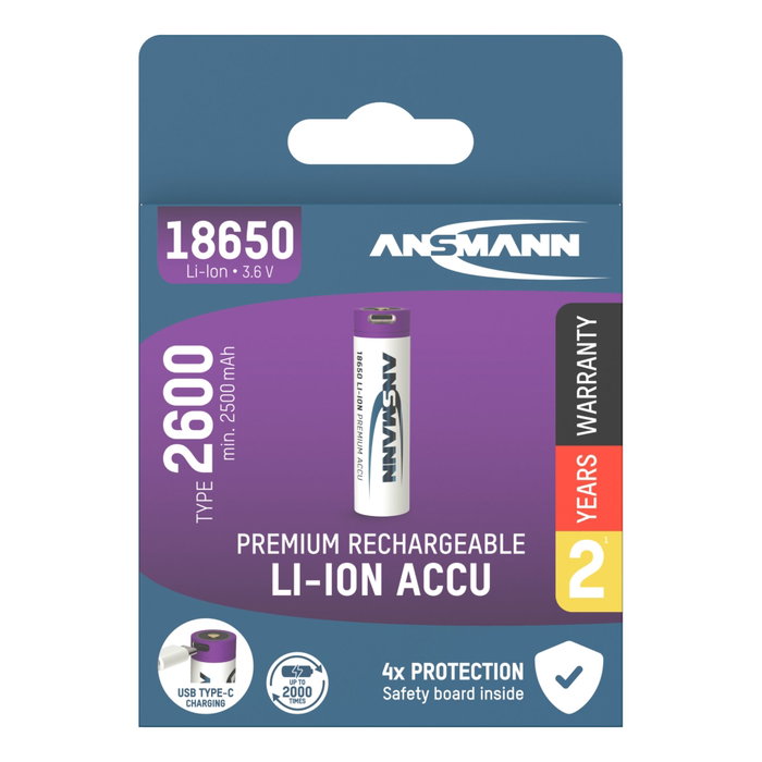 Ansmann Li-Ion 18650 2600mAh 3,6V Micro-USB 1307-0002 Ansmann Li-Ion 18650 2600mAh 3,6V Micro-USB 1307-0002
