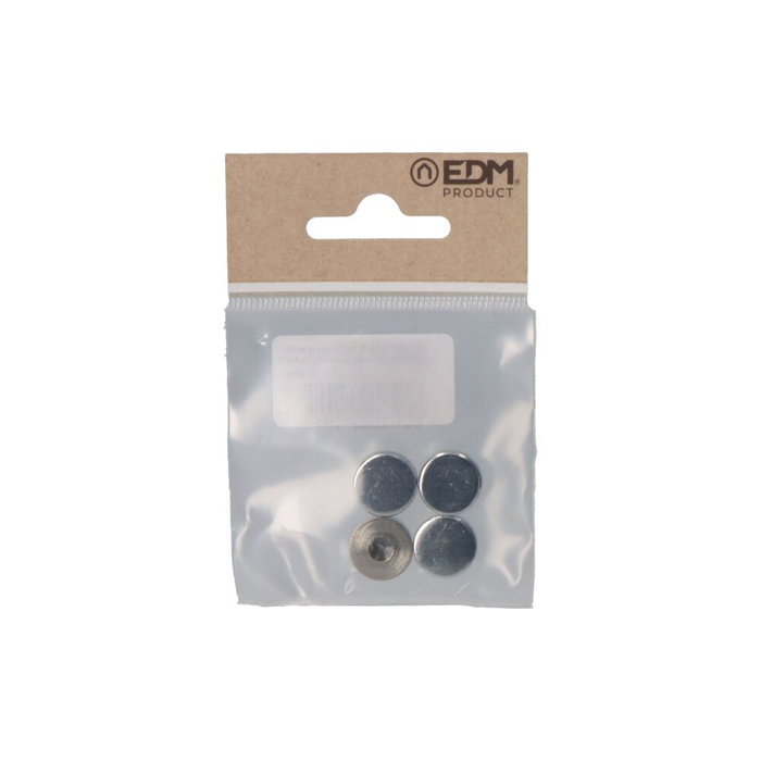 Edm Embellisseur fileté lisse en laiton finition nickel 14 mm, 4 pcs Edm Embellisseur fileté lisse en laiton finition nickel 14 mm, 4 pcs