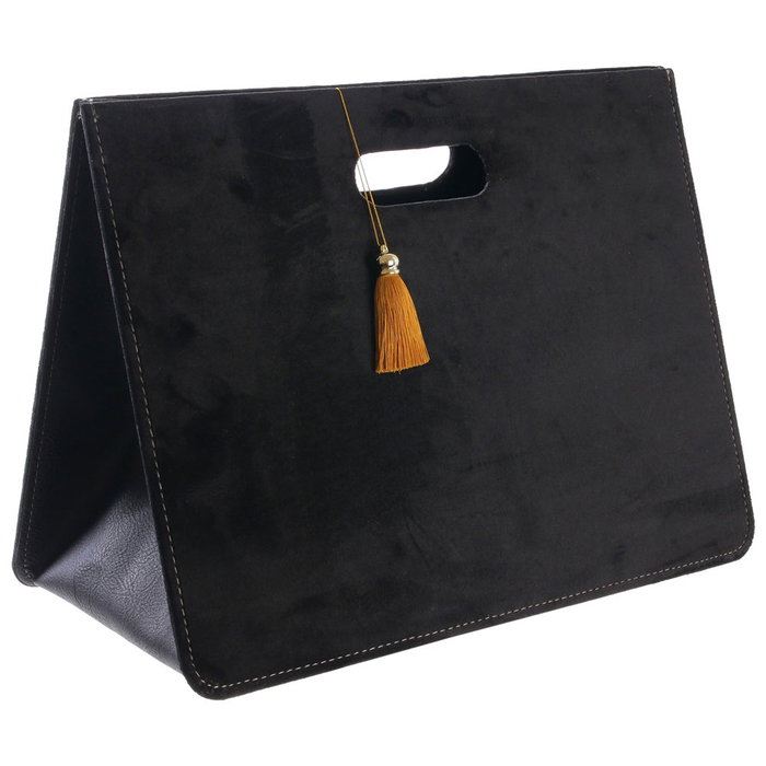 Home Deco Factory Revistero Pliable en Velours Noir Home Deco Factory Revistero Pliable en Velours Noir