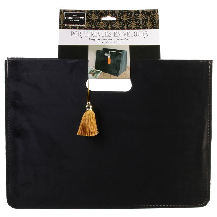 Home Deco Factory Revistero Pliable en Velours Noir Home Deco Factory Revistero Pliable en Velours Noir