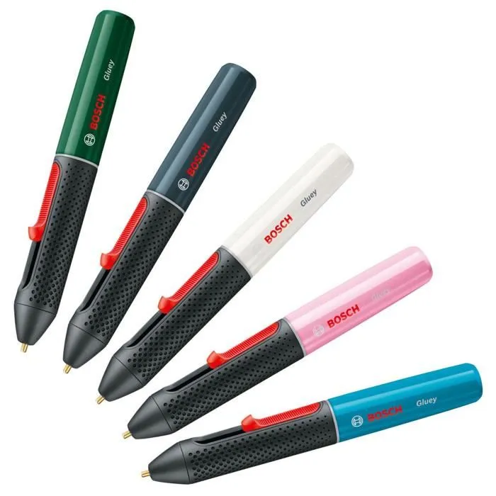 Bosch Pistolet à colle sans fil Gluey Evergreen avec 20 bâtonnets de colle, batteries et chargeur USB - Vert foncé