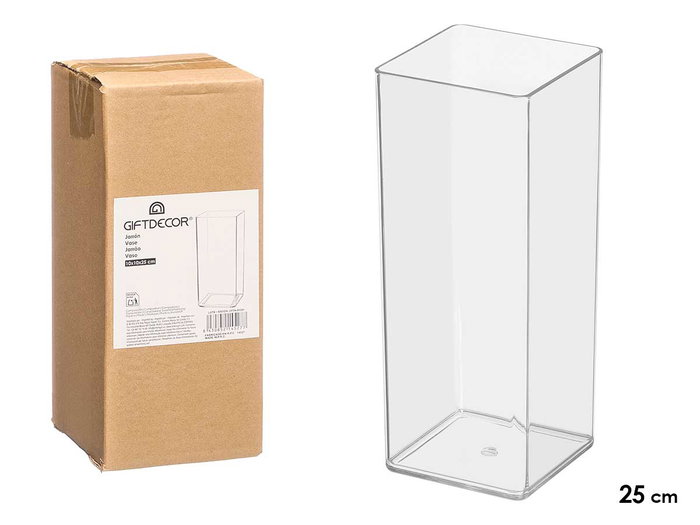 GIFTDECOR Vase Carré en Acrylique Transparent 10x10x25cm GIFTDECOR Vase Carré en Acrylique Transparent 10x10x25cm