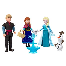 Mattel - Ensemble de Personnages Frozen Disney Princess - 4 Figurines Articulées (Anna, Elsa, Olaf, Kristoff) et Accessoires - À Partir de 3 Ans - Réf. Jjp89