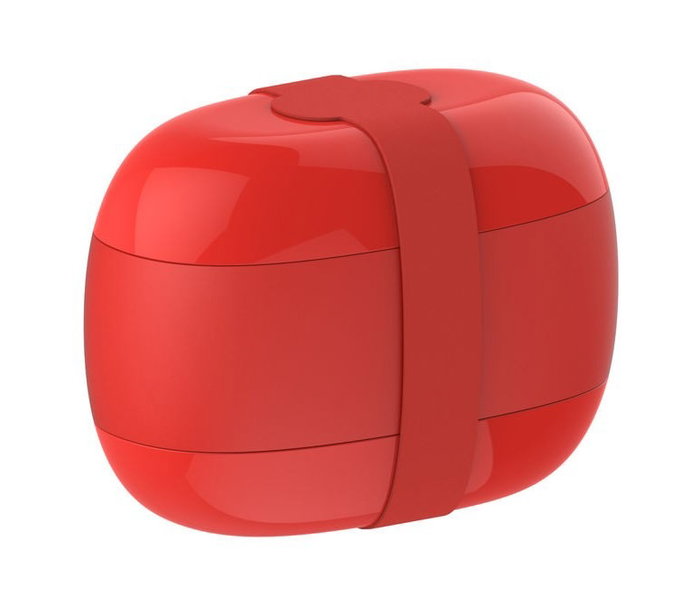 Alessi SA02 Lunch Box Fiambrera à Porter en Résine Rouge avec 3 Compartiments et 2 Couvercles par Sakura Adachi