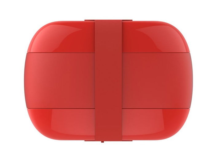 Alessi SA02 Lunch Box Fiambrera à Porter en Résine Rouge avec 3 Compartiments et 2 Couvercles par Sakura Adachi