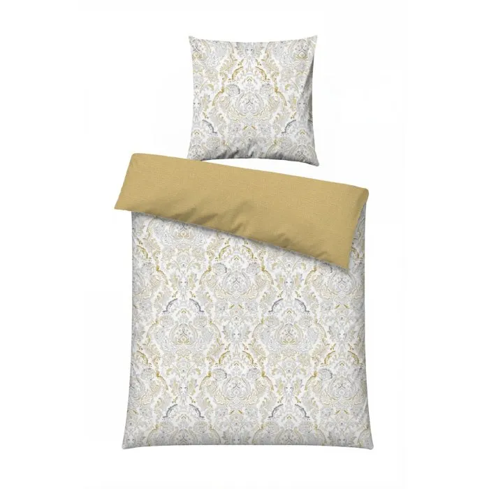 Parure de lit 1 housse de couette 140 x 200 cm + 1 taie d'oreiller 60 x 60 cm Moutarde, 100% coton renforcé Parure de lit 1 housse de couette 140 x 200 cm + 1 taie d'oreiller 60 x 60 cm Moutarde, 100% coton renforcé