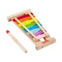 Fisher-Price Xylophone en bois pour bébés à partir de 24 mois, instrument de musique avec 8 touches arc-en-ciel et bâton, HXV13