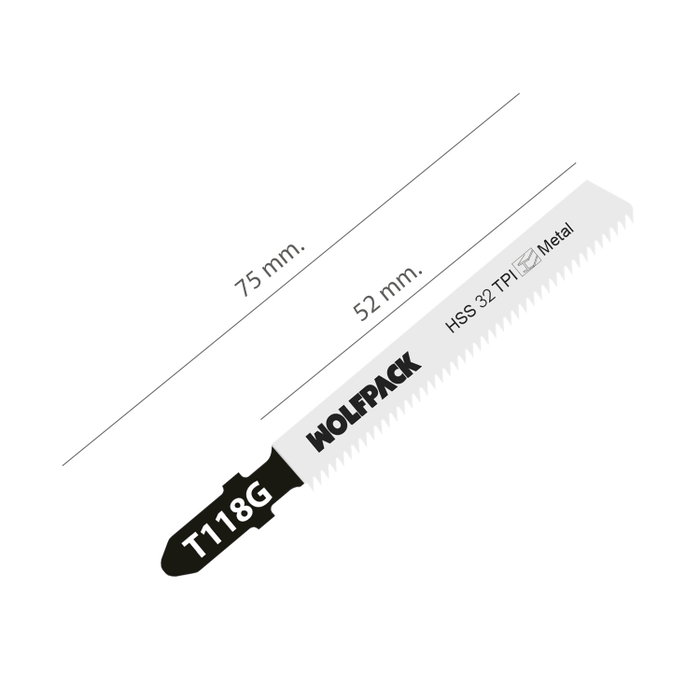WOLFPACK LINEA PROFESIONAL Lot de 5 lames de scie sauteuse extra-fines pour métal HSS 32 TPI WOLFPACK LINEA PROFESIONAL Lot de 5 lames de scie sauteuse extra-fines pour métal HSS 32 TPI