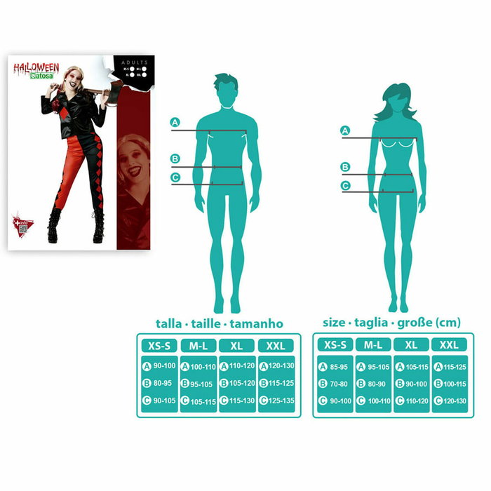 BigBuy Carnival Déguisement Arlequin Sanglant Femme XL