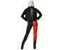 Déguisement femme Arlequin Rouge et Noir, Complet avec Veste et Pantalon, Taille XL, Polyester