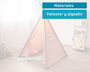 KioKids Tipi enfant rose - Tente de jeu et de repos lavable 35% polyester/65% coton - À partir de 0 mois - Avec porte et fenêtre - Facile à monter
