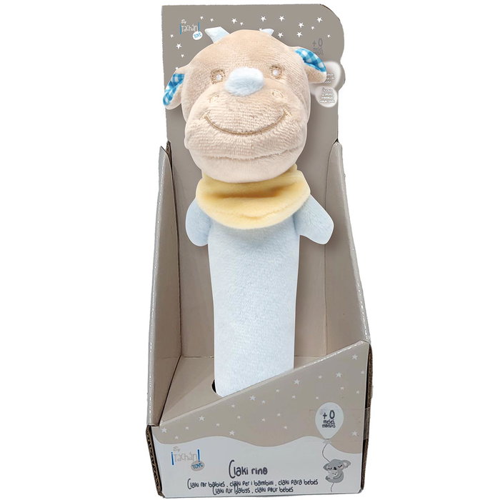 Claki Peluche Rino Baby Rabbit - Sons, couleurs douces, facile à nettoyer - Version multilingue (anglais, français, allemand, italien, portugais, espagnol)