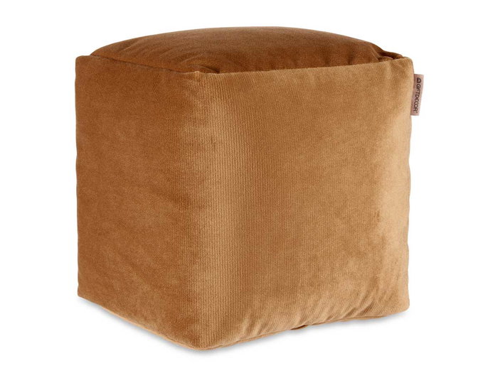 Giftdecor Puff Carré en Velours Beige 30x30 cm - Pouf en Polystyrène (Set de 4)