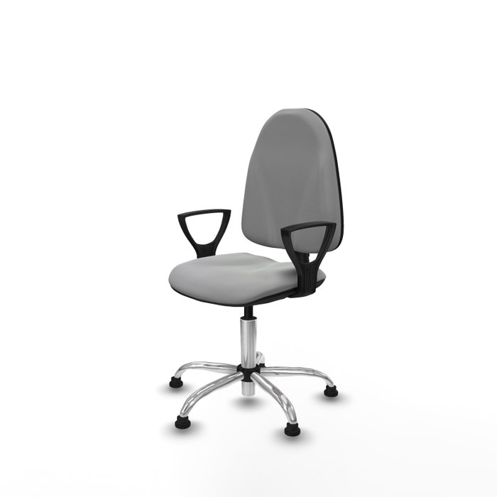 PIQUERAS Y CRESPO Chaise de bureau Algarra, similicuir gris clair, mécanisme de contact permanent, piètement chromé PIQUERAS Y CRESPO Chaise de bureau Algarra, similicuir gris clair, mécanisme de contact permanent, piètement chromé
