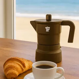 Pezzetti Cafetière italienne Moka Express en aluminium, 3 tasses (9 cl), café espresso traditionnel - Kaki