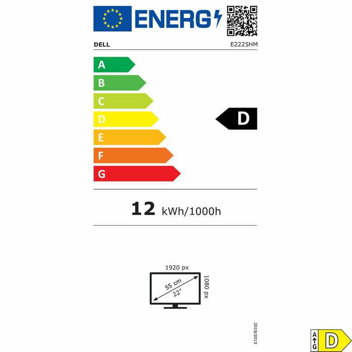 Dell E2225HM 210-BQMZ - Écran PC 21.5" Full HD 1920x1080 avec Ports VGA, DVI-D, USB et Hauteur réglable - Noir