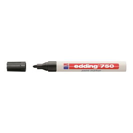 Edding Marqueur Peinture 750 Noir - Marqueur permanent résistant à l'eau et aux intempéries pour surfaces lisses et poreuses