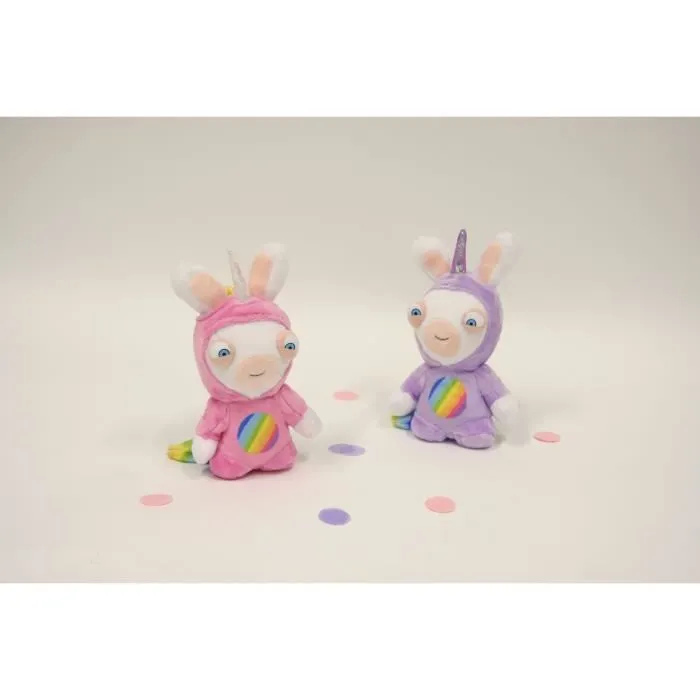 Gipsy Les Lapins Crétins Peluche Sonore Lapicorne en Licorne Mauve 18 cm avec Corne Pailletée