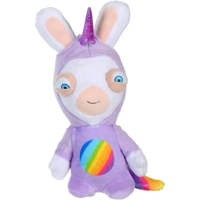 Gipsy Les Lapins Crétins Peluche Sonore Lapicorne en Licorne Mauve 18 cm avec Corne Pailletée