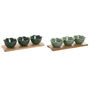 Ensemble à apértif Home ESPRIT Vert Vert foncé Bambou Porcelaine Tropical 4 Pièces 32 x 10 x 7 cm (2 Unités)