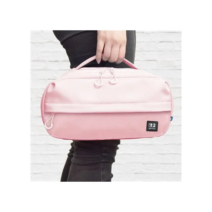 Hori Adventure - Sac de transport officiel pour Nintendo Switch 2 - Rangement console et accessoires - Rose Cozy Pink