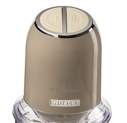 Ariete 438/03 Robot Hachoir Vintage 400 W - Puissant pour légumes, viande, glace - Boîtier Beige Pastel rétro avec 4 lames inox et pieds antidérapants