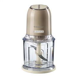 Ariete 438/03 Robot Hachoir Vintage 400 W - Puissant pour légumes, viande, glace - Boîtier Beige Pastel rétro avec 4 lames inox et pieds antidérapants