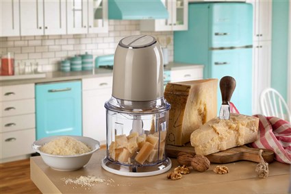 Ariete 438/03 Robot Hachoir Vintage 400 W - Puissant pour légumes, viande, glace - Boîtier Beige Pastel rétro avec 4 lames inox et pieds antidérapants