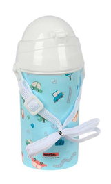 Safta Gourde 500 ml Isotherme Apertura Automatique avec Paille pour Enfants - Design Coches, 7.3 x 19.5 x 7.3 cm