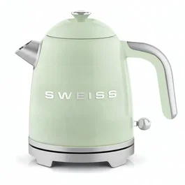 Sweiss Bouilloire Électrique Vintage KTS7 - 1000 W - Capacité 1 L - Socle 360° - Vert - Inox - Décoration Cuisine