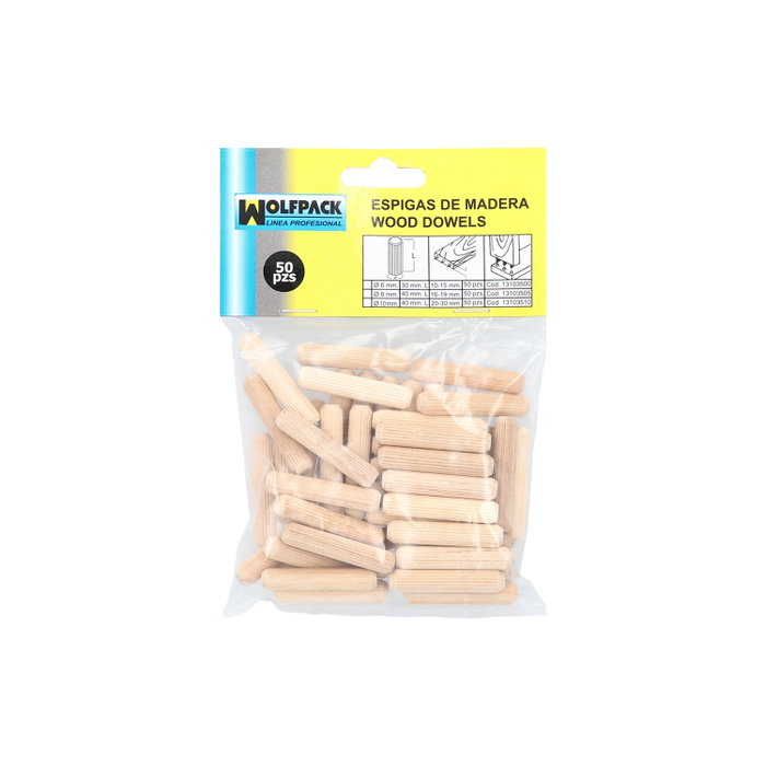 WOLFPACK LINEA PROFESIONAL Tourillons en bois 8x40 mm (Sac de 50 unités) Это вариант
