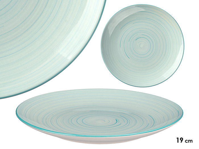 Vessia Assiette Plate 27 cm Motif Spirale Bleu Céramique (Set de 24) Vessia Assiette Plate 27 cm Motif Spirale Bleu Céramique (Set de 24)