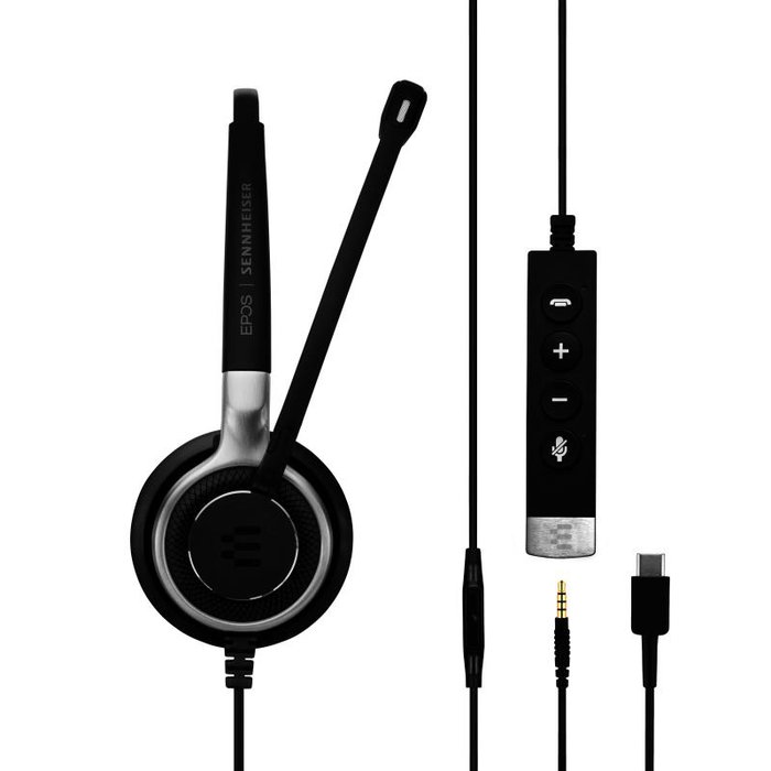 EPOS | Sennheiser Impact SC 635 - Casque de communication mono avec connexions USB-C et 3.5 mm - Noir et argent - Réf. 1000669